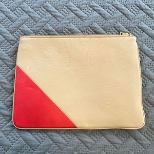 J Crew Signet Leather Zipper Clutch